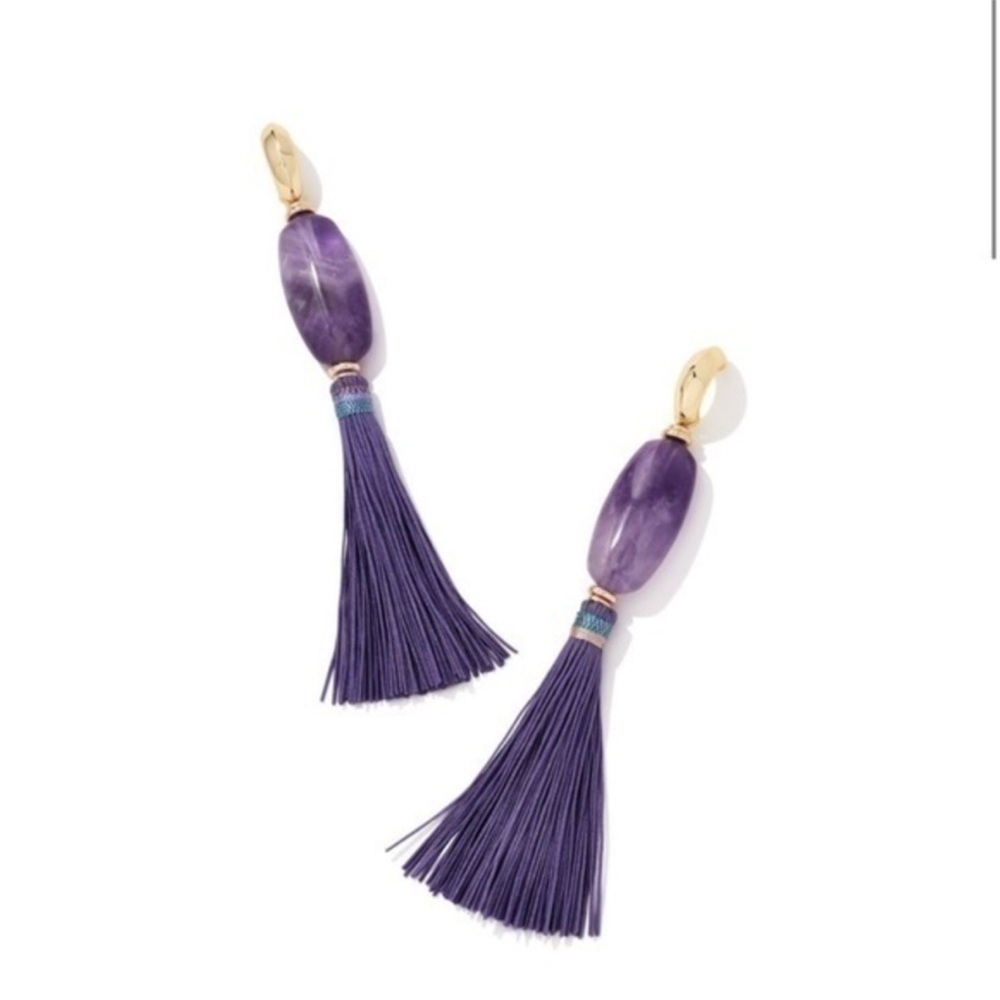 Kendra Scott Purple and Gold Tassel Earrings
